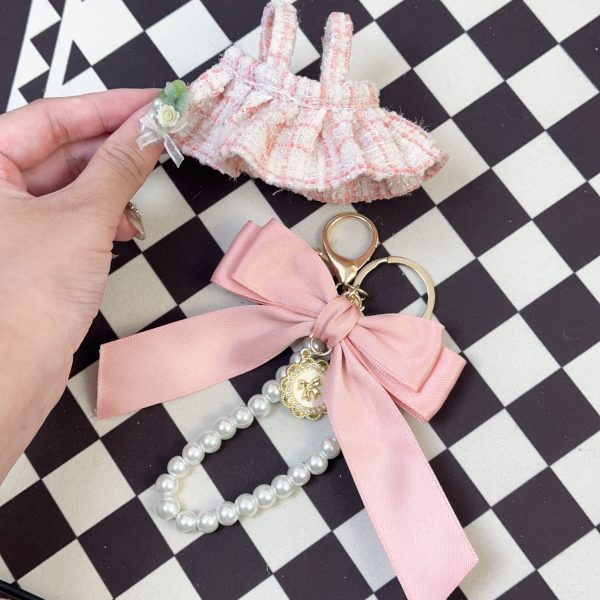 6_00e85e4b-7dfa-4ed1-a318-a5a8fca68d05.jpg Bow Key Chain + Pink skirt|toys accessories plush toys Pink components 1 pink dress and keychain