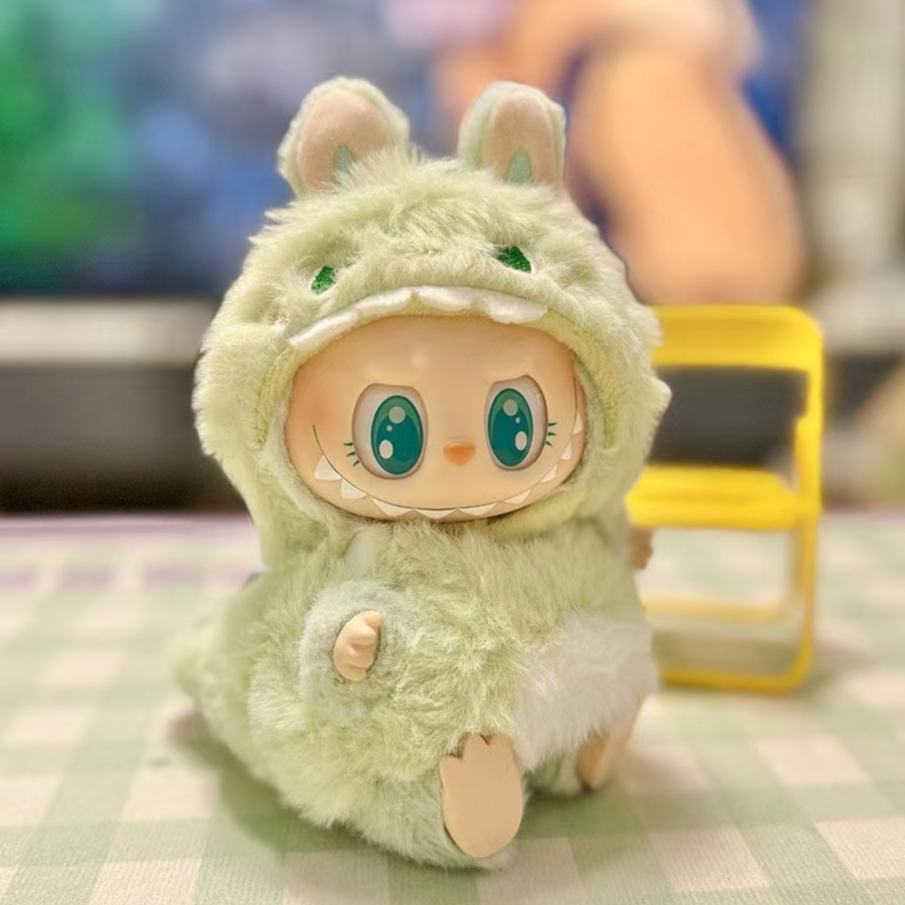 Green Dinosaur Costume for 17cm Doll Labubu or Lillas or Kimmon Lucky Cat 