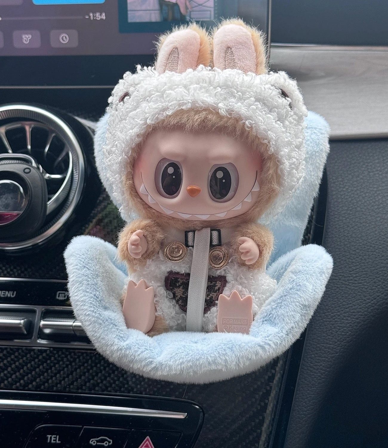 Labubu Car Seat fixed ornaments can be fixed on car with labubu or liilas cat 17cm toys accessories