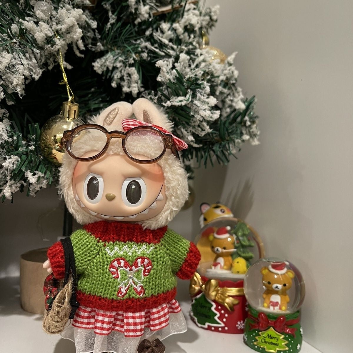 Labubu Christmas Crochet clothes for 17 cm dolls 